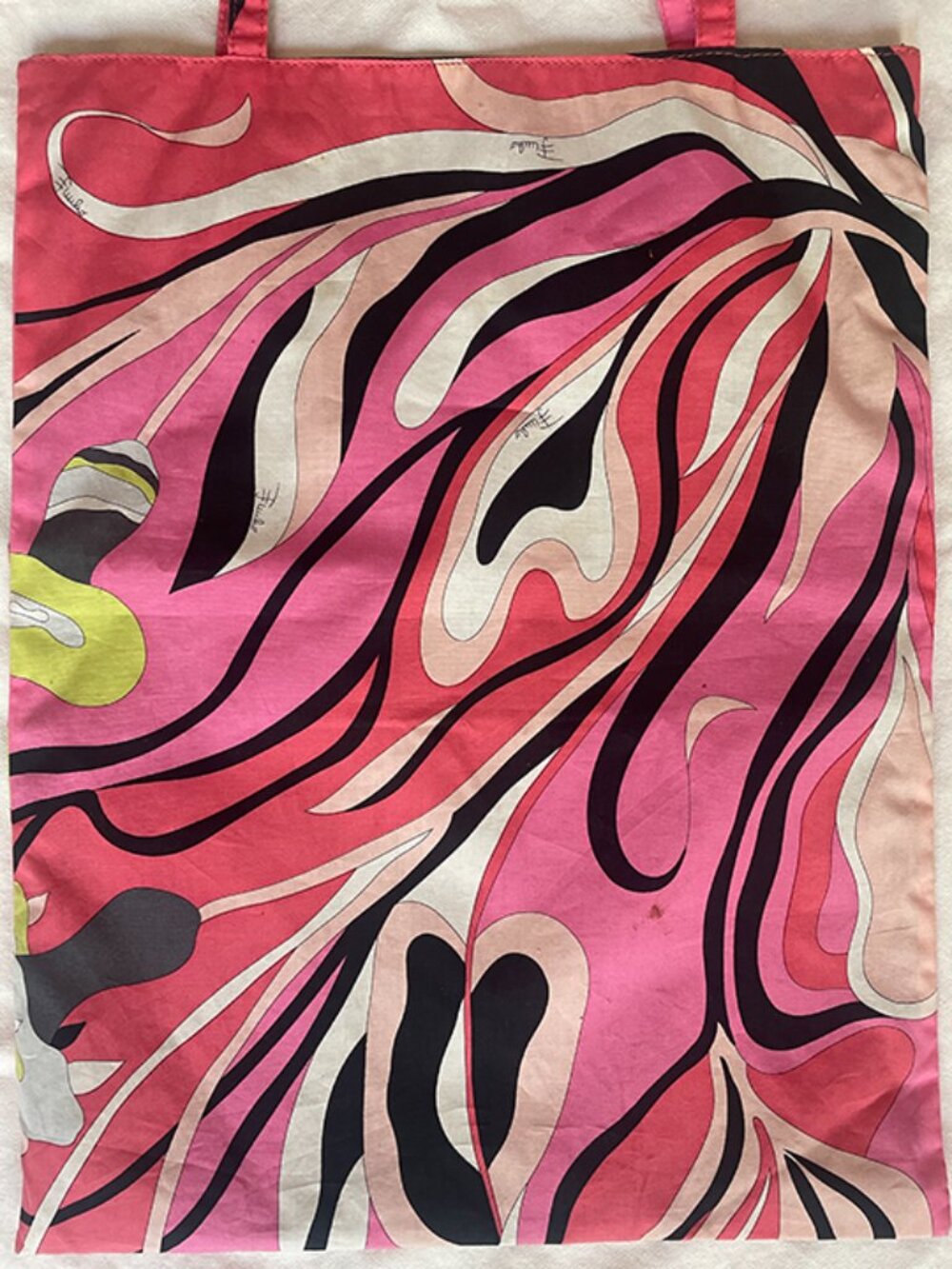 Emilio Pucci Pink Abstract Print Cotton Tote Bag